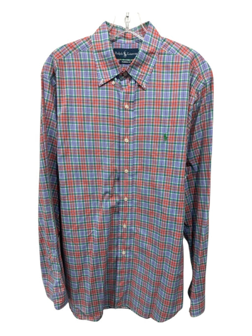Ralph Lauren Size L Purple & Red Print Cotton Plaid Button Up Long Sleeve Shirt Purple & Red Print / L
