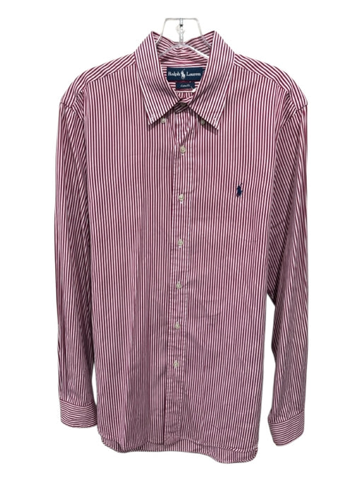 Ralph Lauren Size L Red & White Cotton Striped Button Down Long Sleeve Shirt Red & White / L