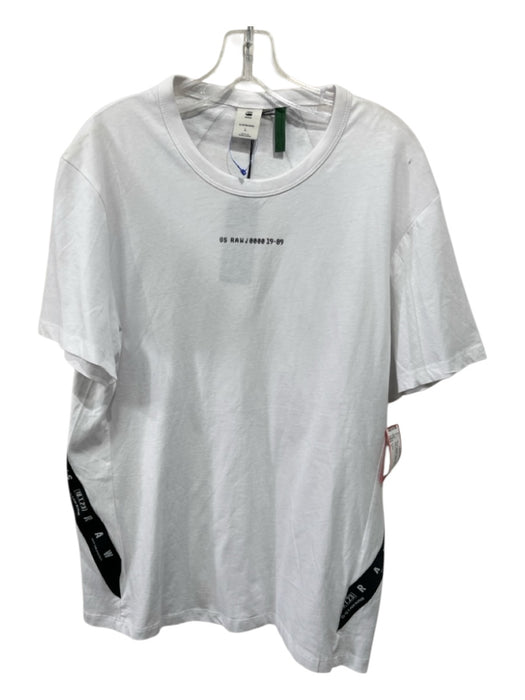 G Star NWT Size L White & Black Cotton Blend Solid T shirt Crew Short Sleeve White & Black / L
