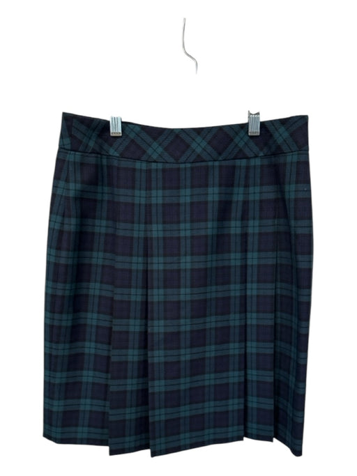 Brooks Brothers Size 8P Navy & Green Wool Pleated Plaid Skirt Navy & Green / 8P