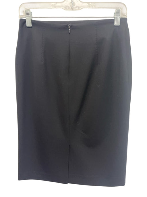 Piazza Sempione Size 42 Black Cupro Blend Zip Back Split Back Straight Skirt Black / 42