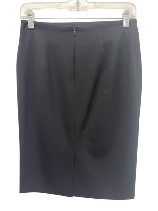 Piazza Sempione Size 42 Black Cupro Blend Zip Back Split Back Straight Skirt Black / 42
