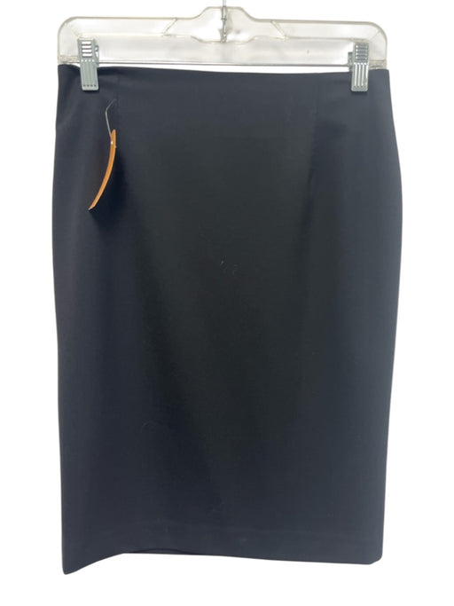 Piazza Sempione Size 42 Black Cupro Blend Zip Back Split Back Straight Skirt Black / 42