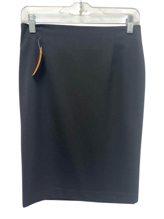 Piazza Sempione Size 42 Black Cupro Blend Zip Back Split Back Straight Skirt Black / 42