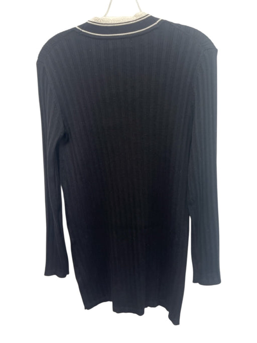 Karl Lagerfeld Size S Black & White Rayon Blend Ribbed Button Front Cardigan Black & White / S