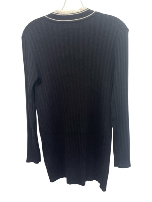 Karl Lagerfeld Size S Black & White Rayon Blend Ribbed Button Front Cardigan Black & White / S