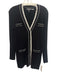Karl Lagerfeld Size S Black & White Rayon Blend Ribbed Button Front Cardigan Black & White / S