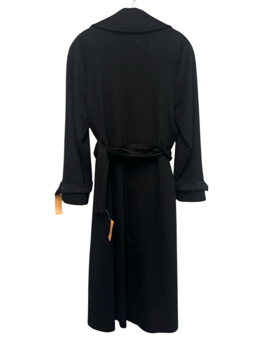 Cinzia Rocca Size 6 Black Cupro Double Breasted Tie belt Long Sleeve Coat Black / 6