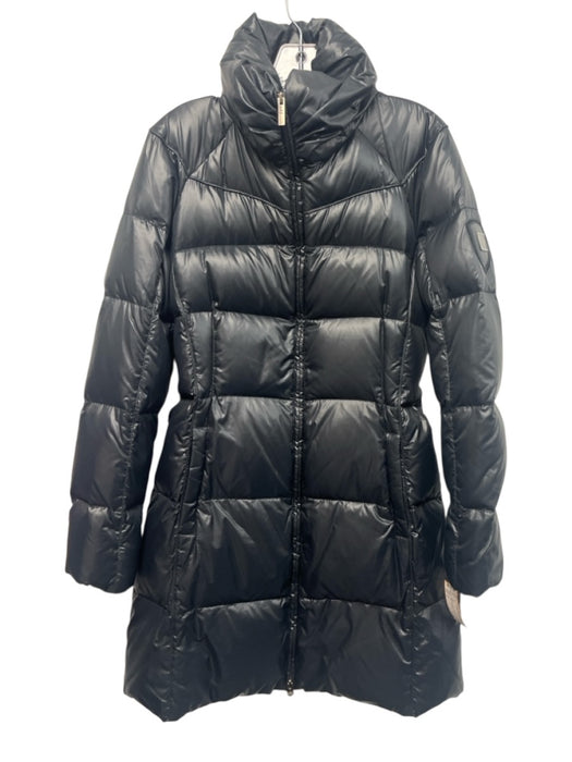 ADD Size S Black No Fabric Tag Zip Front Puffed Belted Coat Black / S