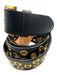Prada Black Leather Grommets Saffiano Goldtone Hardware Belts Black / 34