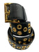 Prada Black Leather Grommets Saffiano Goldtone Hardware Belts Black / 34