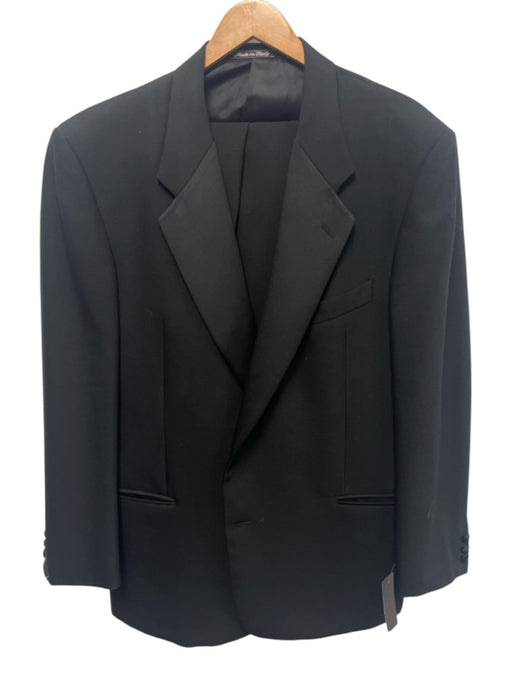 Valentino Vintage Black Wool Blend Solid Tuxedo Men's Suit Black / 44r