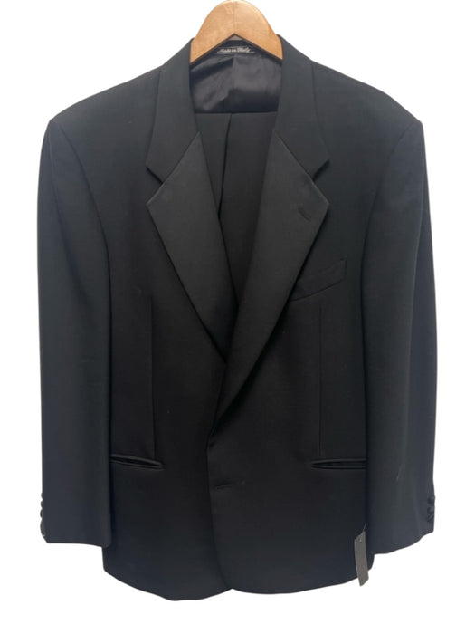 Valentino Vintage Black Wool Blend Solid Tuxedo Men's Suit Black / 44r