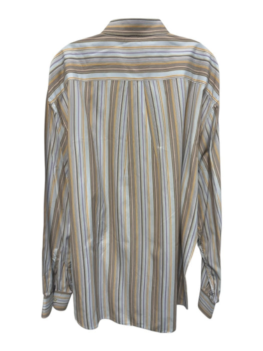 Cornelliani Size XXL Orange & Multi Cotton Striped Button Up Long Sleeve Shirt Orange & Multi / XXL