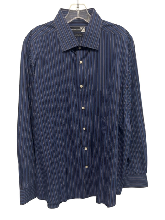 Saks Fifth Ave Size XXL Blue & Purple Cotton Striped Button Up Long Sleeve Shirt Blue & Purple / XXL