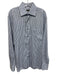 Zegna Size XL Light Blue & Brown Print Cotton Striped Men's Long Sleeve Shirt Light Blue & Brown Print / XL