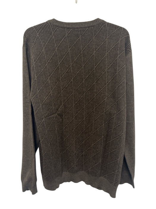 Saks Fifth Ave Size XXL Brown Cashmere Striped V Neck Men's Sweater Brown / XXL