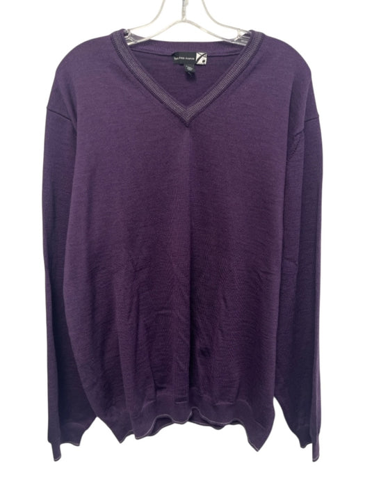 Saks Fifth Ave Size XXL Purple Wool Solid V Neck Men's Sweater Purple / XXL