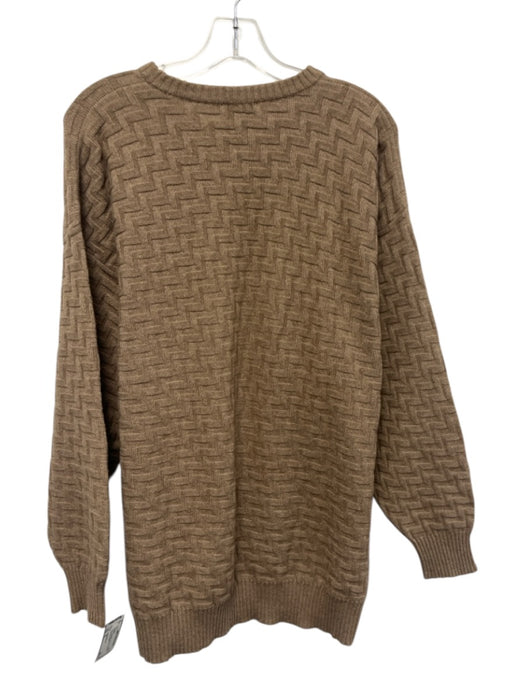 Neiman Marcus Size XL Tan Cashmere zig zag Crew Neck Men's Sweater Tan / XL
