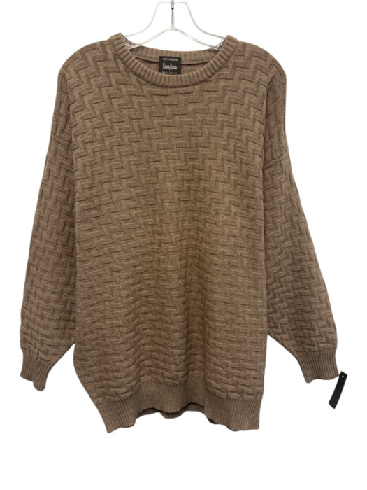 Neiman Marcus Size XL Tan Cashmere zig zag Crew Neck Men's Sweater Tan / XL