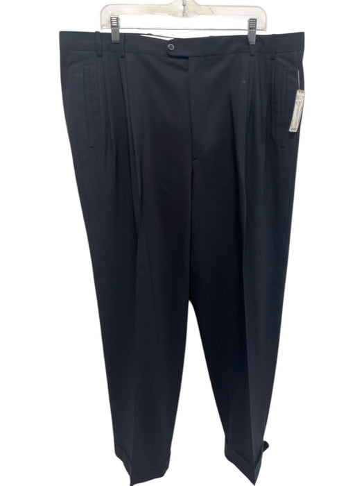 Zanella Size 40 Navy Blue Wool Blend Solid Dress Pleat Men's Pants Navy Blue / 40