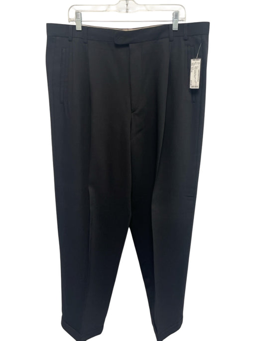 Zanella Size Est 40 Black Wool Blend Solid Pleats Men's Pants Black / Est 40