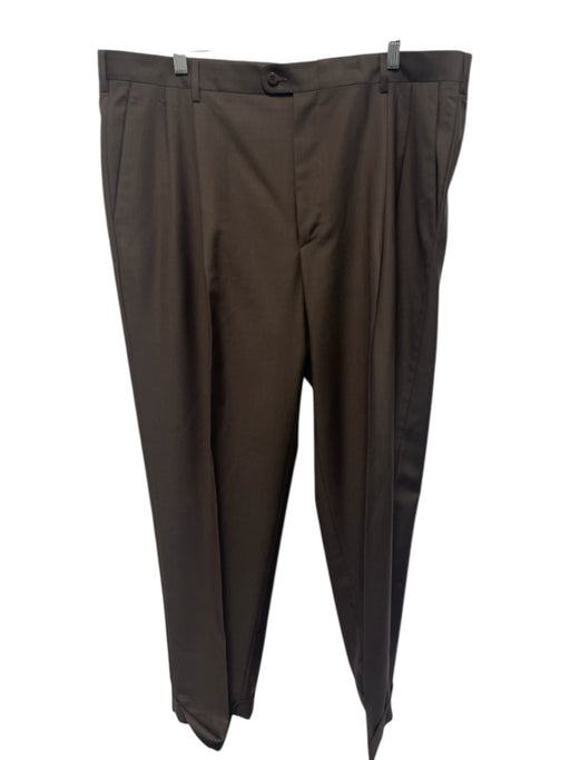 Zanella Size 40 Dark Brown Wool Solid Pleats Dress Men's Pants Dark Brown / 40