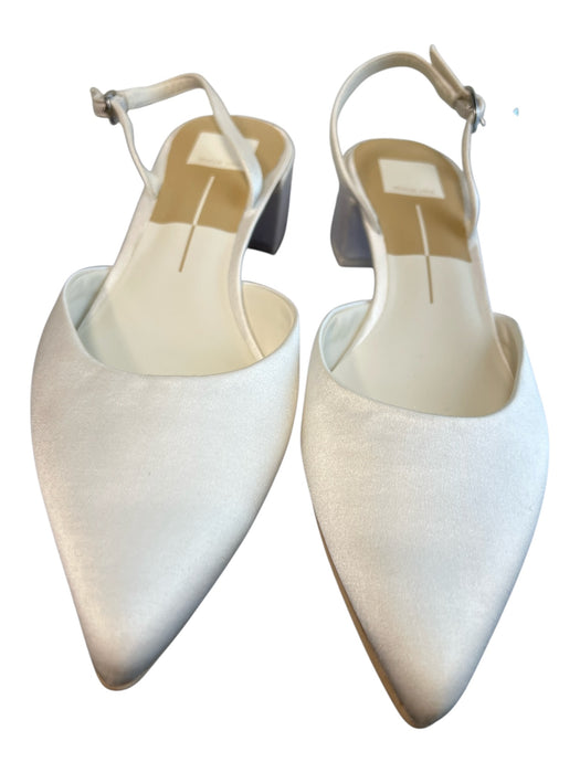 Dolce Vita Shoe Size 10 White Sateen Slingbacks Pointed Toe Block Heel Shoes White / 10