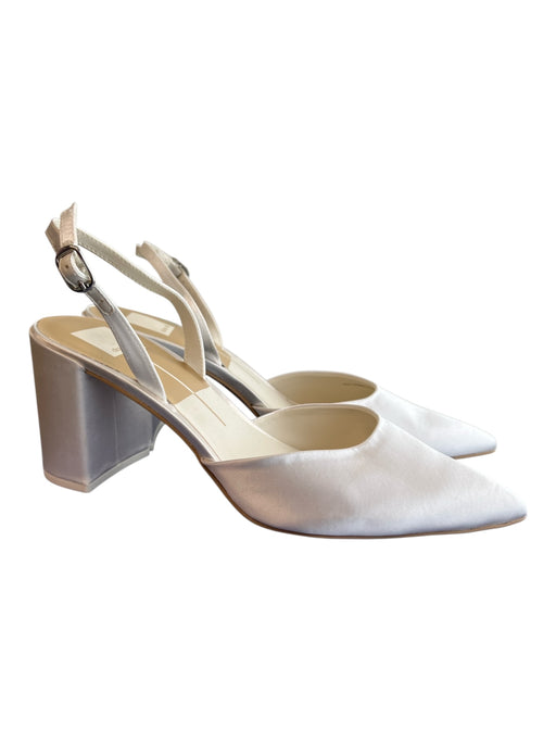 Dolce Vita Shoe Size 10 White Sateen Slingbacks Pointed Toe Block Heel Shoes White / 10