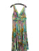 Kobi Halperin Size 12 Green, Pink & Multi Polyester Deep V Neck Back Zip Dress Green, Pink & Multi / 12