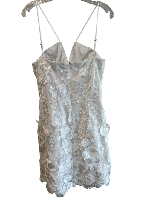 Aqua Size 12 White Polyester Spaghetti Strap Floral Embellishments Mini Dress White / 12