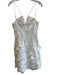 Aqua Size 12 White Polyester Spaghetti Strap Floral Embellishments Mini Dress White / 12