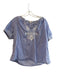 J Crew Size 12 Blue & White Cotton V Neck Short Sleeve Embroidered Design Top Blue & White / 12