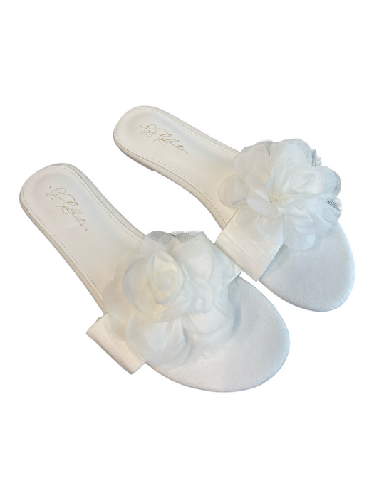 Anthropologie Shoe Size M/L White Manmade Material Flat Slip On Open Toe Shoes White / M/L