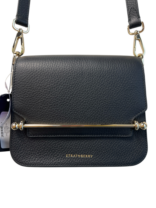 Strathberry Black Leather Gold hardware Crossbody Magnetic Close Bag Black / Small