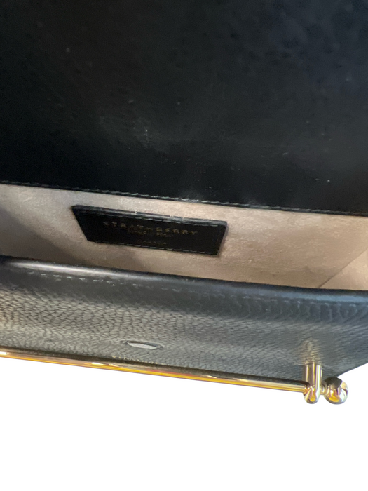 Strathberry Black Leather Gold hardware Crossbody Magnetic Close Bag Black / Small
