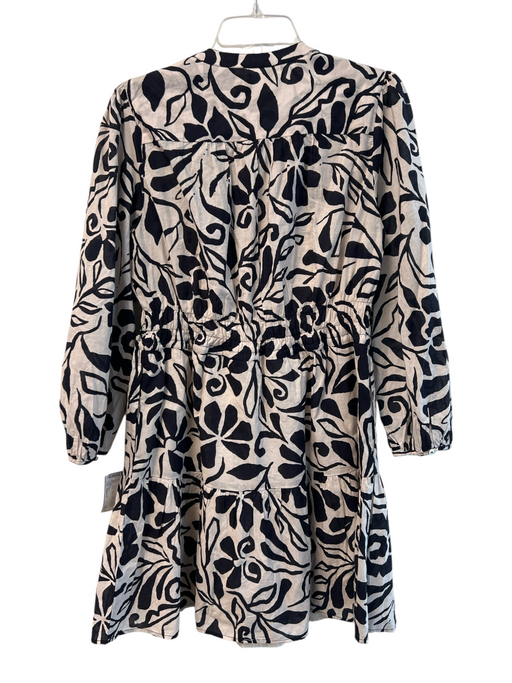 Velvet Size Medium Black & Brown Cotton Long Sleeve V Neck Elastic Floral Dress Black & Brown / Medium