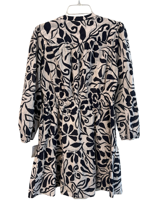 Velvet Size Medium Black & Brown Cotton Long Sleeve V Neck Elastic Floral Dress Black & Brown / Medium
