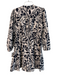 Velvet Size Medium Black & Brown Cotton Long Sleeve V Neck Elastic Floral Dress Black & Brown / Medium