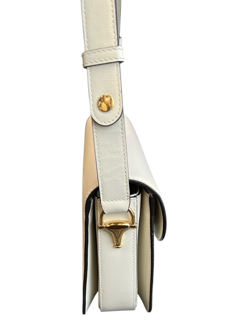 Gucci Bone Leather goldtone hardware Shoulder Flap Closure Bag Bone / Medium