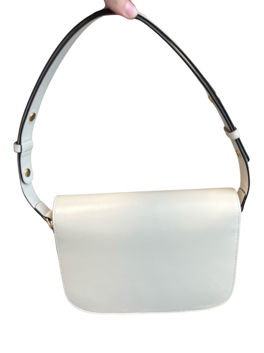 Gucci Bone Leather goldtone hardware Shoulder Flap Closure Bag Bone / Medium
