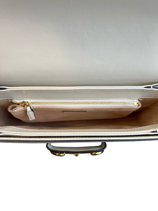 Gucci Bone Leather goldtone hardware Shoulder Flap Closure Bag Bone / Medium