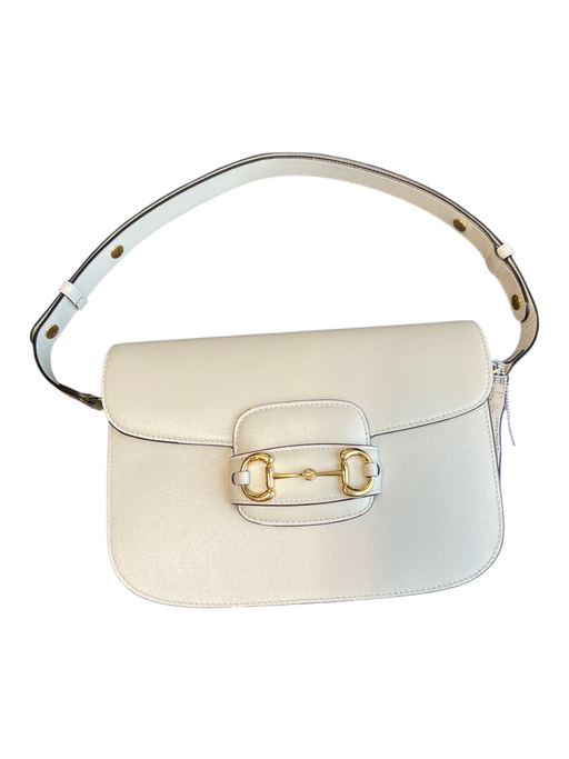 Gucci Bone Leather goldtone hardware Shoulder Flap Closure Bag Bone / Medium