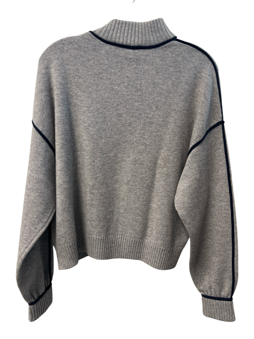 St John Sport Size Large Gray & Black Wool Long Sleeve High Neck Sweater Gray & Black / Large