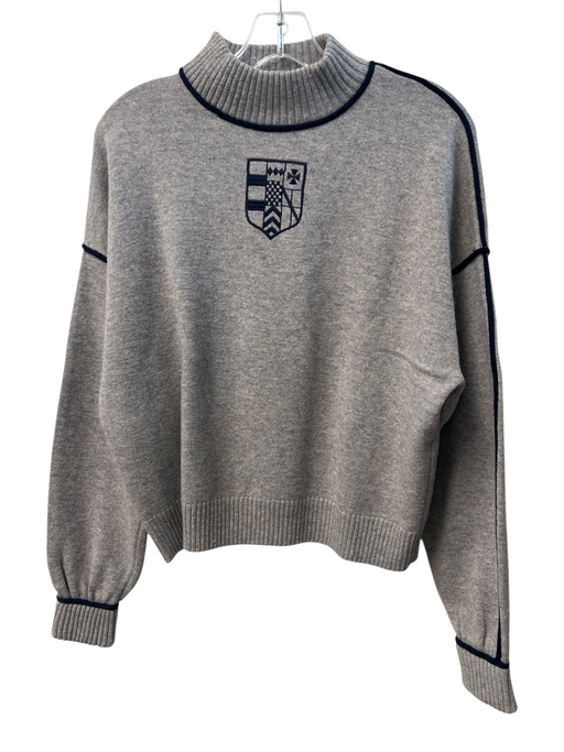 St John Sport Size Large Gray & Black Wool Long Sleeve High Neck Sweater Gray & Black / Large