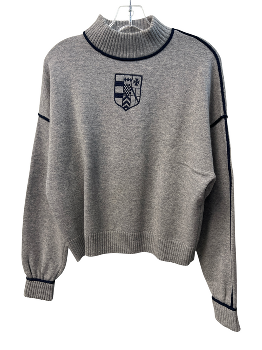 St John Sport Size Large Gray & Black Wool Long Sleeve High Neck Sweater Gray & Black / Large