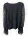 Elie Tahari Size Medium Black Rayon Blend Round Neck Mesh Sleeves Sweater Black / Medium