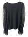 Elie Tahari Size Medium Black Rayon Blend Round Neck Mesh Sleeves Sweater Black / Medium
