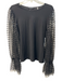 Elie Tahari Size Medium Black Rayon Blend Round Neck Mesh Sleeves Sweater Black / Medium
