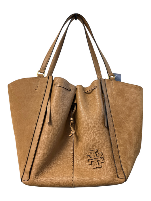 Tory Burch Tan Leather 2 Handles Gold Hardware Unlined Shoulder Bag Bag Tan / Large
